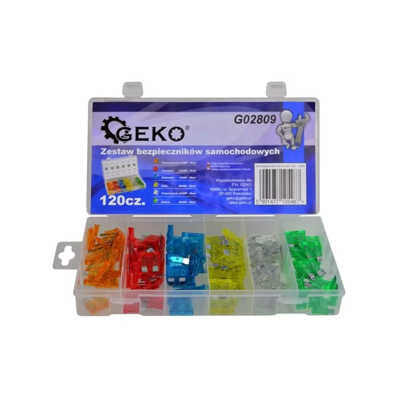 Zestaw 120 bezpieczników standardowych GEKO G02809