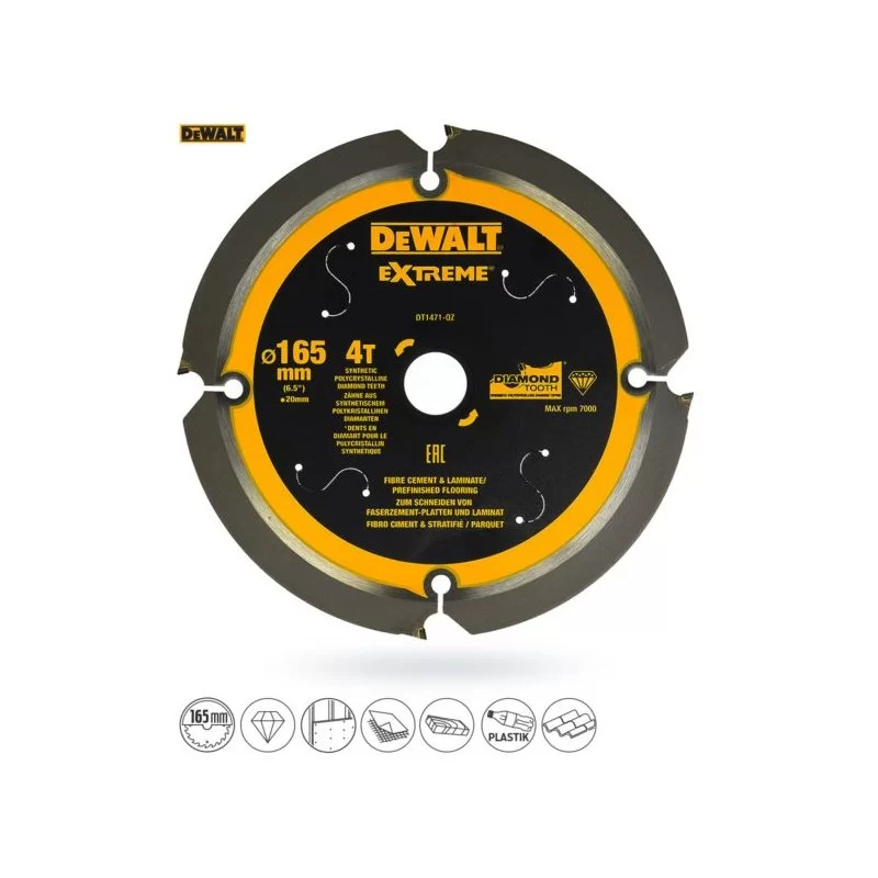 Piła tarczowa 165x4z x20 z widią PCD Dewalt DT1471