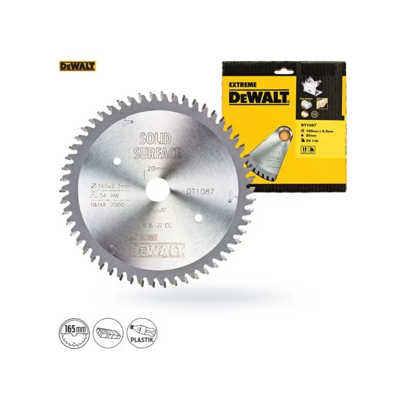Piła tarczowa DeWALT DT1087 165x54zx20 widia EXTRE