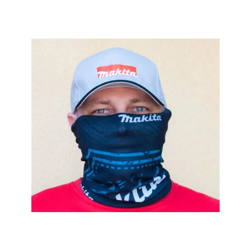 Szal - komin MAKITA R-0342 w kolorze czarnym z logo marki i grafiką