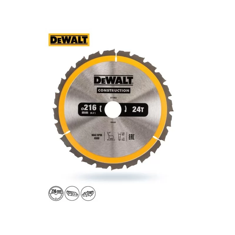 Piła tarczowa DEWALT DT1952 216x24zx30 z widią