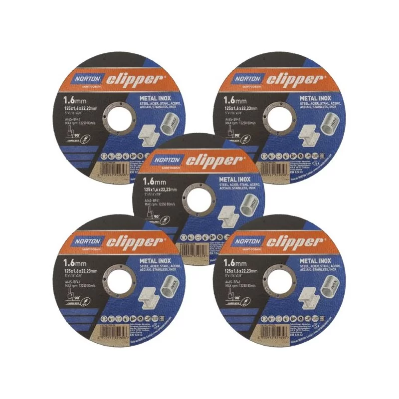 5x Tarcza 125x1,6mm do metalu INOX NORTON CLIPPER