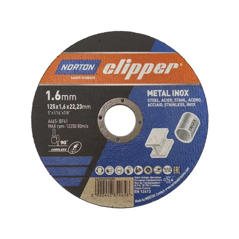 5x Tarcza 125x1,6mm do metalu INOX NORTON CLIPPER