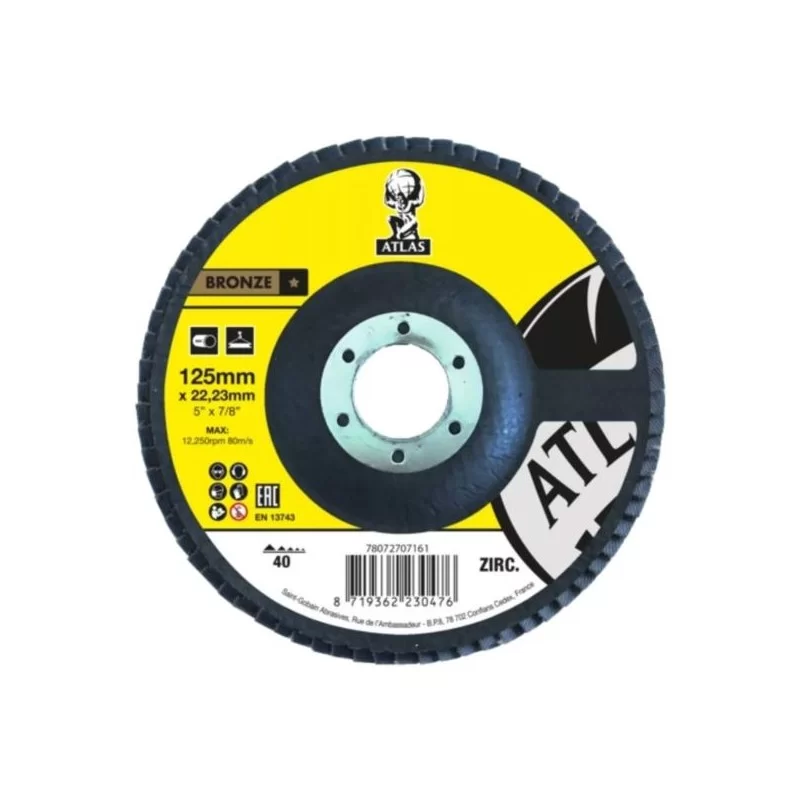 Tarcza do metalu Atlas 850224 125x1,0 mm INOX 100 sztuk i ściernica listkowa