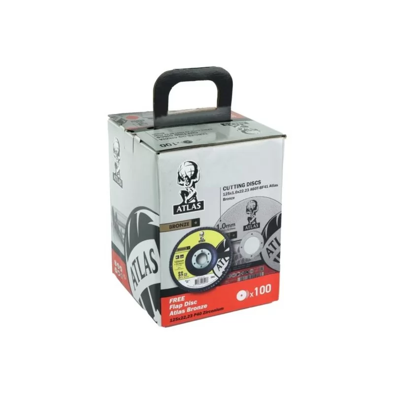 Tarcza do metalu Atlas 850224 125x1,0 mm INOX 100 sztuk i ściernica listkowa