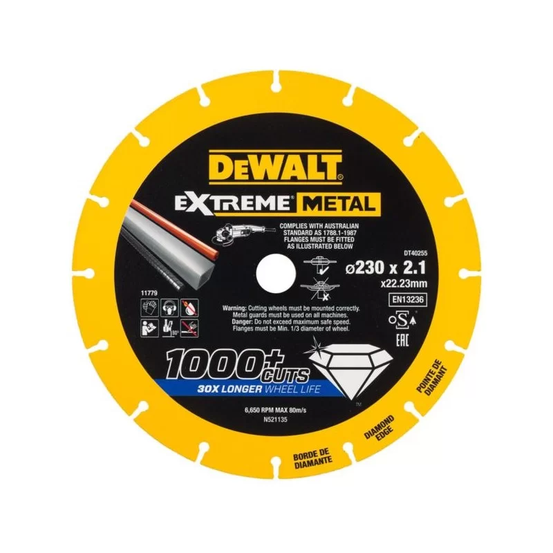 Tarcza diamentowa DeWalt DT40255-QZ 230x2,1 mm do cięcia metalu, stali (INOX) aluminium, żeliwa seria Extreme Metal