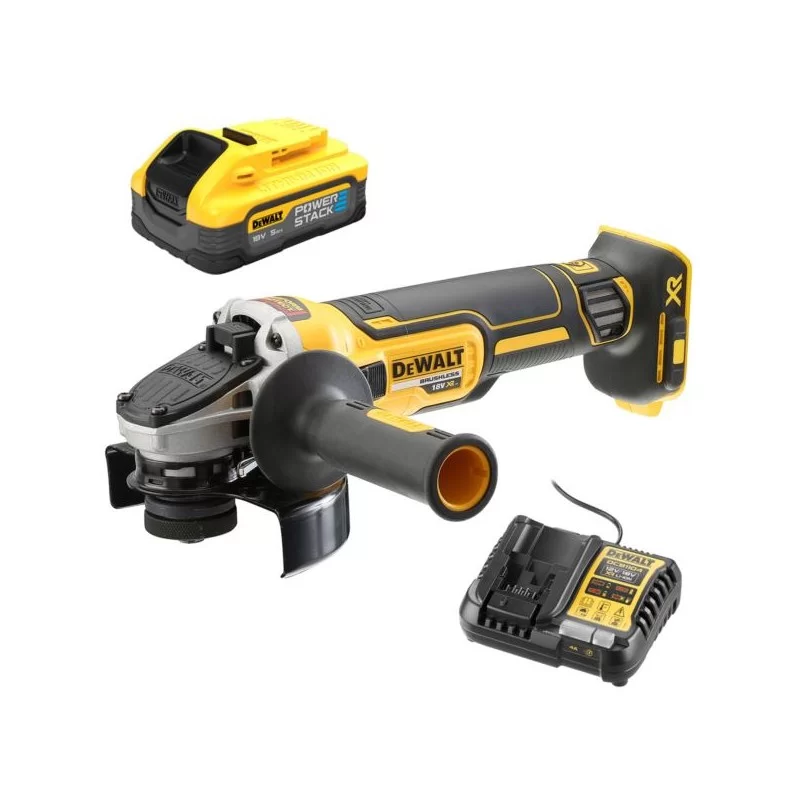 Akumulatorowa szlifierka kątowa DeWALT DCG405N + zestaw zasilający DCB1104H1, 125 mm 9000 obr./min. hamulec