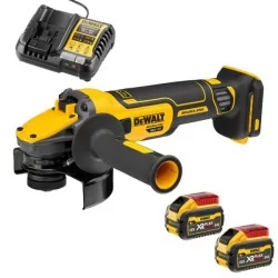 Akumulatorowa szlifierka kątowa DeWALT DCG409N + zestaw zasilający DCB1104X2, 125 mm 9000 obr./min. hamulec