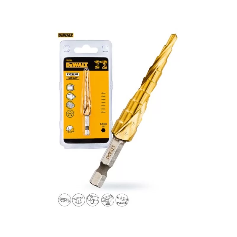 Wiertło stopniowe DeWALT DT5026 metalu 6-12mm hex