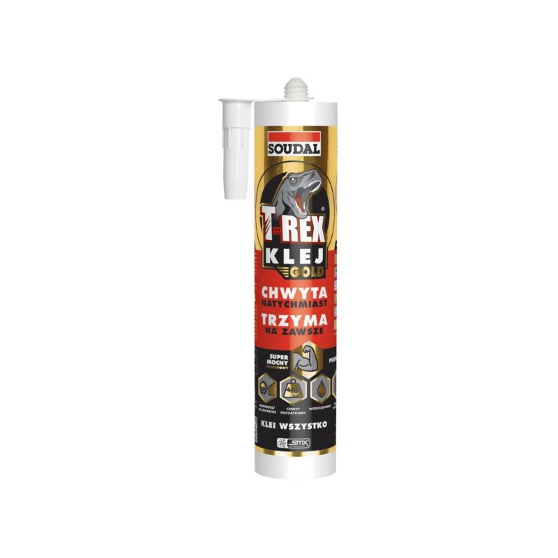 Klej hybrydowy T-REX GOLD elastyczny klej montażowy 290 ml, biały Soudal