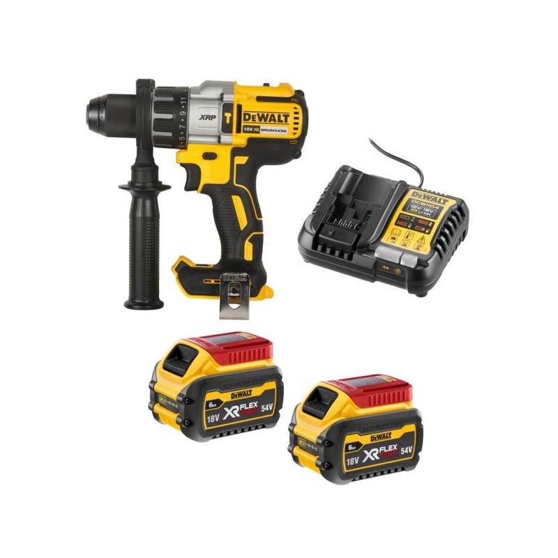 Akumulatorowa wiertarko-wkrętarka udarowa DeWALT DCD996N + zestaw zasilający DCB1104T2, 95Nm 820W