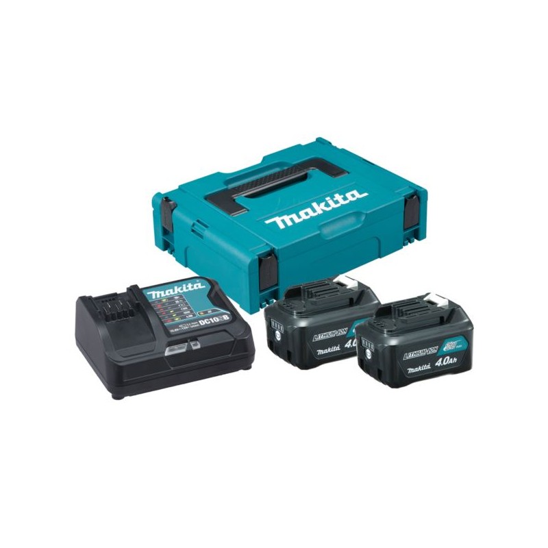 Zestaw Makita 197641-2: Ładowarka DC10SB +2 akumulatory BL1041B 4Ah w walizce MAKPAC 1