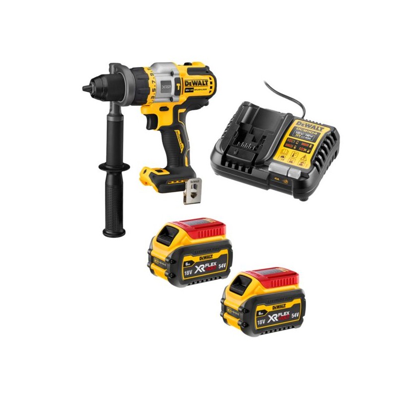 Akumulatorowa wiertarko-wkrętarka udarowa DeWALT DCD999N + zestaw zasilający DCB1104T2, 112Nm 1219W