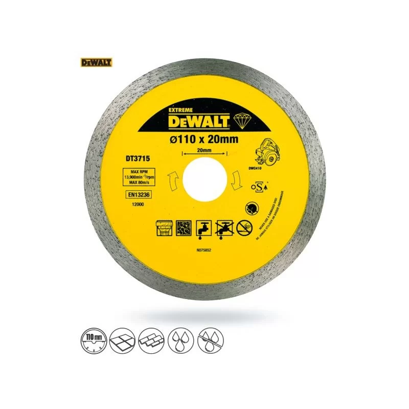 Tarcza diamentowa 110x1,6x8 DEWALT DT3715 pełna