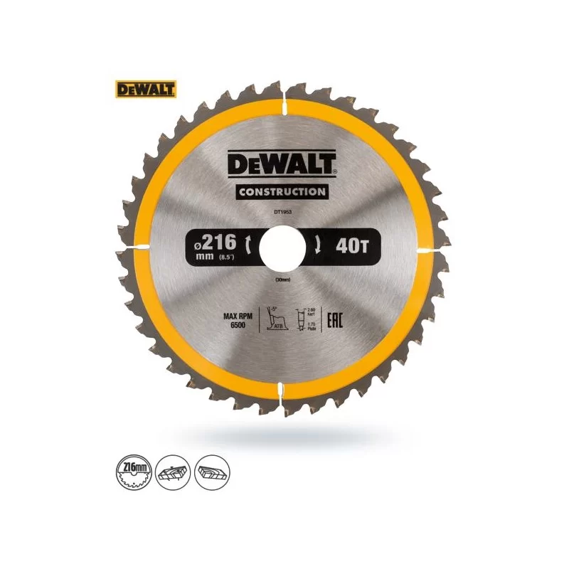 Piła tarczowa DEWALT DT1953 216x40zx30 z widią