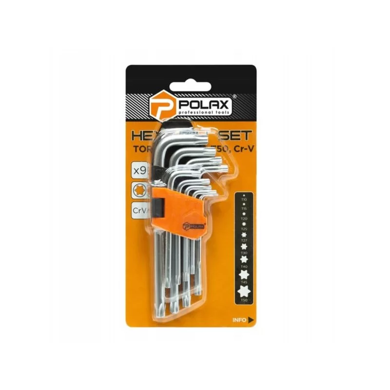 Klucze imbusowe TORX T10-T50 CrV krótkie 9 szt. 25-007
