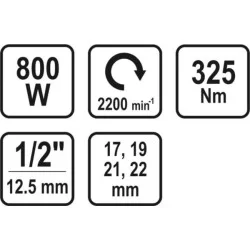 Klucz udarowy 1/2" 325Nm elektryczny + 4 nasadki