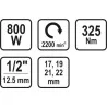 Klucz udarowy 1/2" 325Nm elektryczny + 4 nasadki