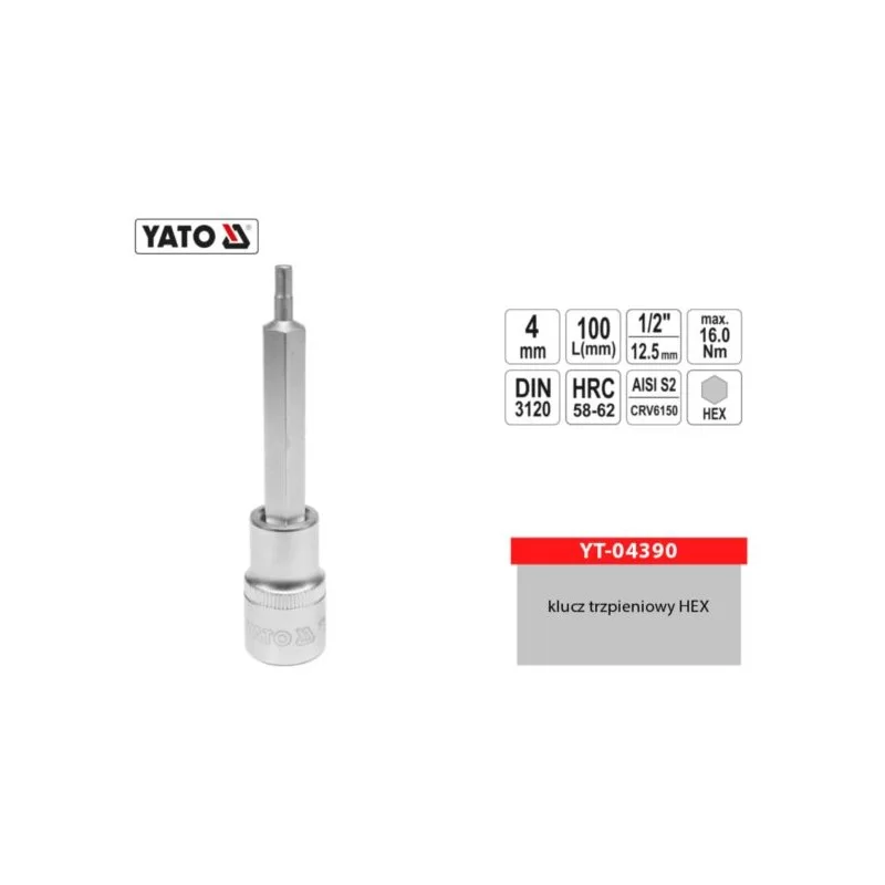 Klucz trzpieniowy HEX 1/2" 4mm L-100mm