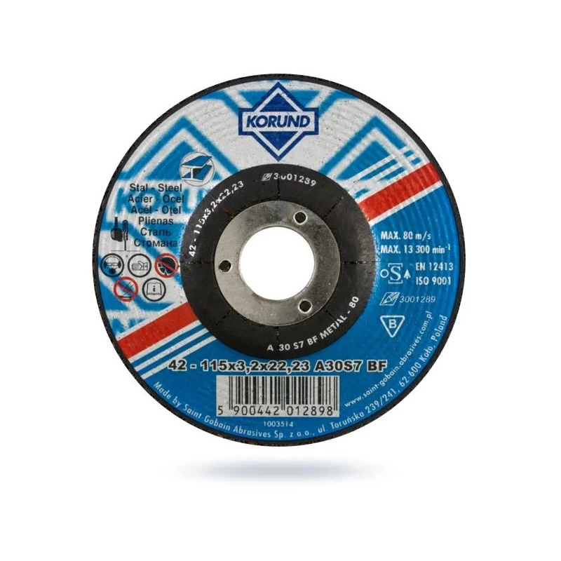 Tarcza do metalu 115x3,0 NORTON KORUND wypukła