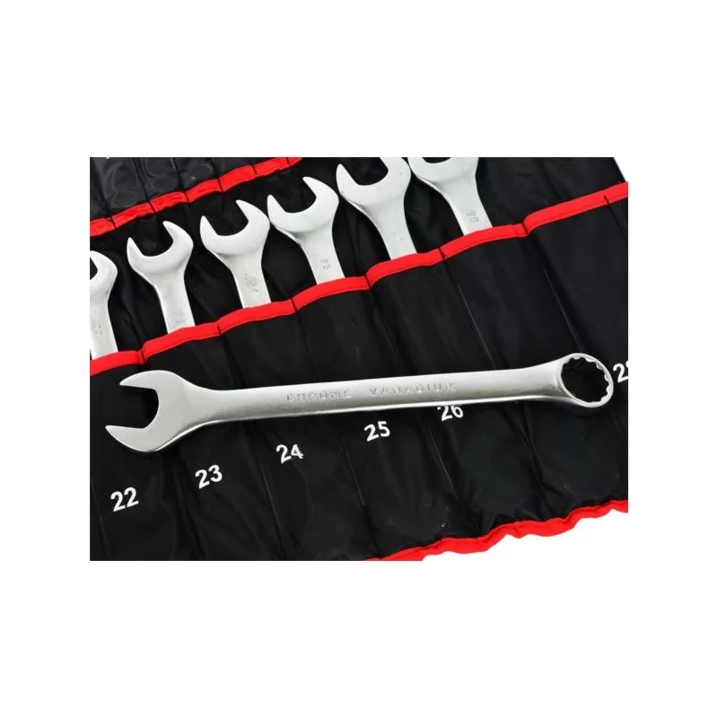 Klucze płasko-oczkowe 6-32mm satyna 25szt etui