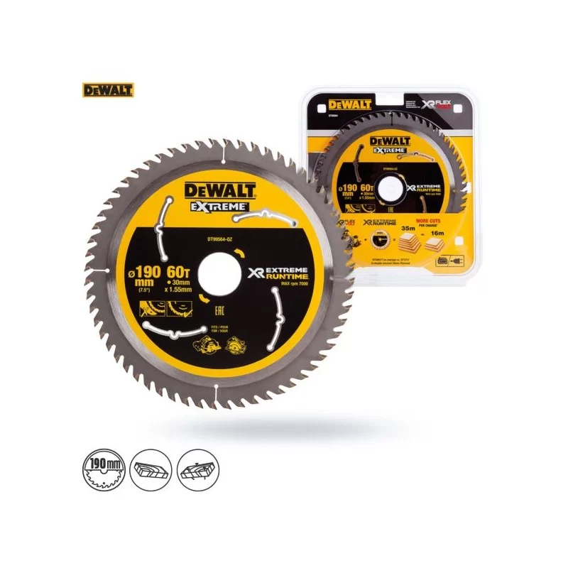 Piła tarczowa DEWALT DT99564 190x60zx30 widia XR