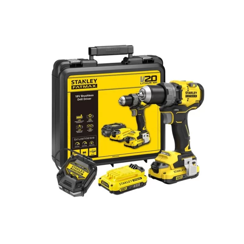 Wiertarko - wkrętarka STANLEY FATMAX SFMCD725D2K-QW V20 18V BL 80Nm 2x2Ah walizka