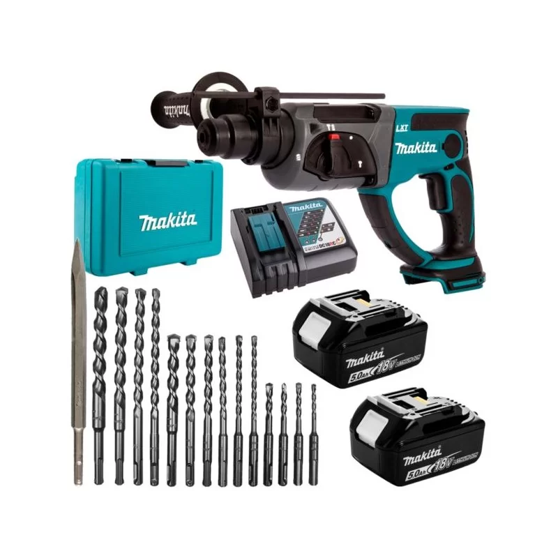 Młotowiertarka 18V SDS+ 1,9j 2x5Ah MAKITA DHR202RTE + akcesoria 15 części