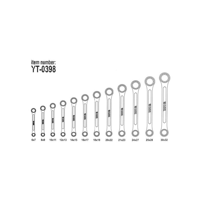 Zestaw kluczy oczkowych odgiętych YATO YT-0398 6-32 mm 12 szt.