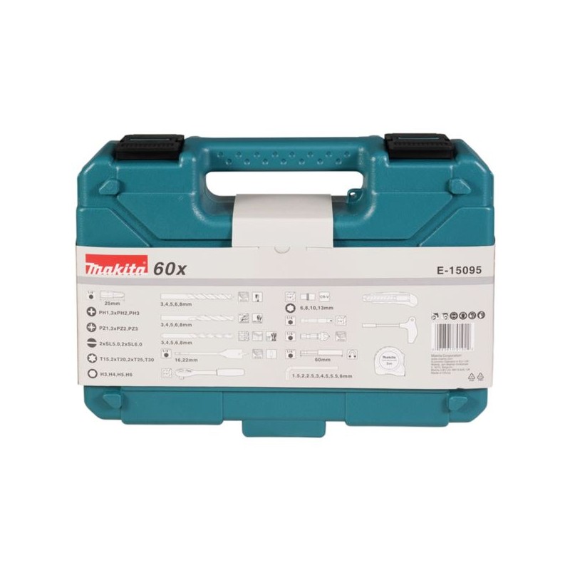Zestaw bitów wierteł nasadek 60 cz. Makita E-15095