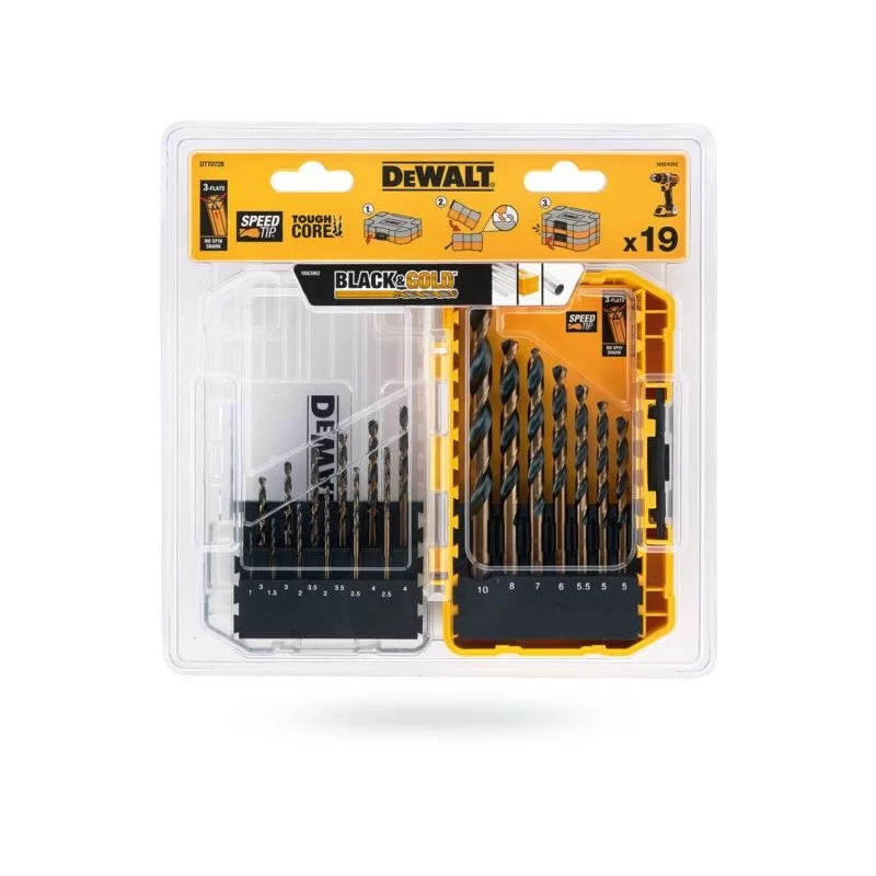 Zestaw wierteł do metalu 19szt BLACK&GOLD DeWALT