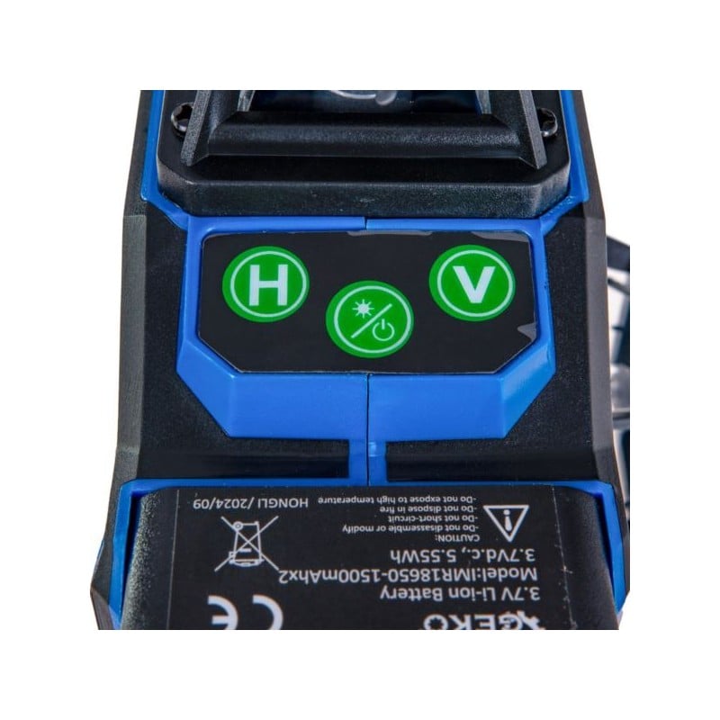 Laser krzyżowy GEKO G03307 zielony 40m 360° 4D 2x3,7V akcesoria torba