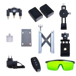Laser krzyżowy GEKO G03307 zielony 40m 360° 4D 2x3,7V akcesoria torba