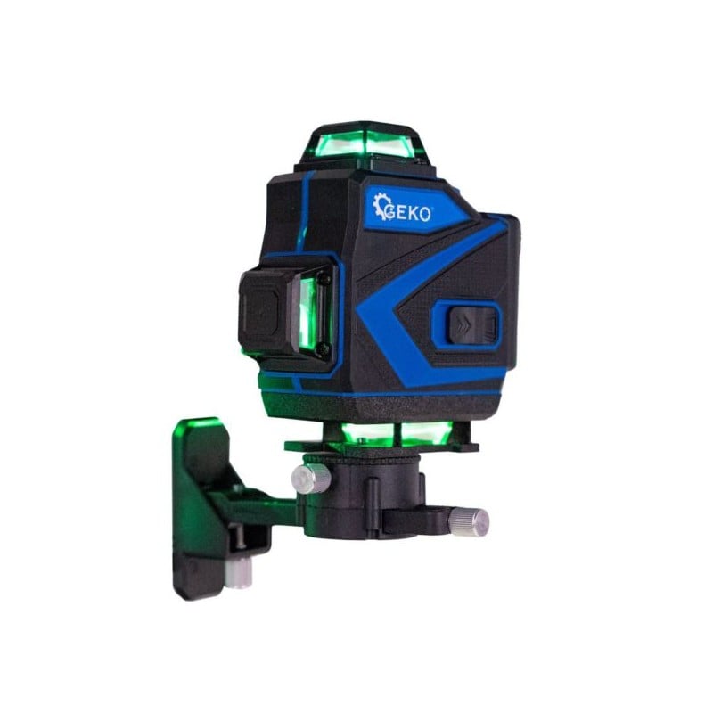 Laser krzyżowy GEKO G03307 zielony 40m 360° 4D 2x3,7V akcesoria torba