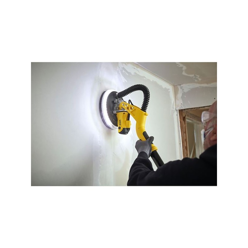 Szlifierka do gipsu ścian i sufitów Stanley FATMAX SFMEE500S 230V 750W 225mm zasięg 1,25-1,8m + zestaw 30 krążków z rzepem 225mm