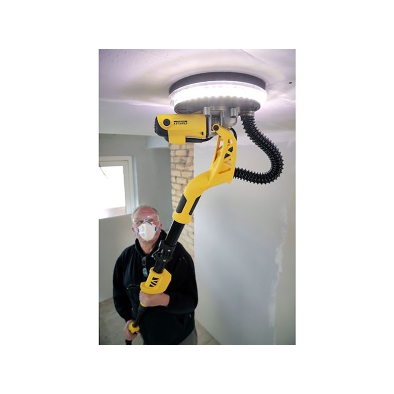 Szlifierka do gipsu ścian i sufitów Stanley FATMAX SFMEE500S 230V 750W 225mm zasięg 1,25-1,8m + zestaw 30 krążków z rzepem 225mm