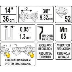 Łańcuch tnący do pilarki 14" 3/8" 0,05" 52 Yato YT-84951