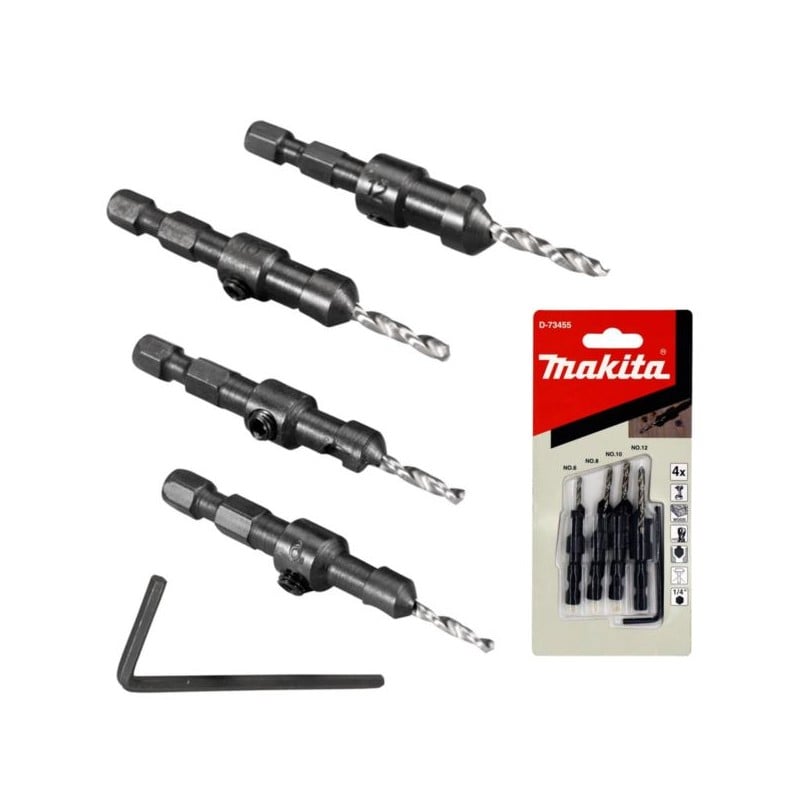 Zestaw 4 wierteł-pogłębiaczy MAKITA D-73455