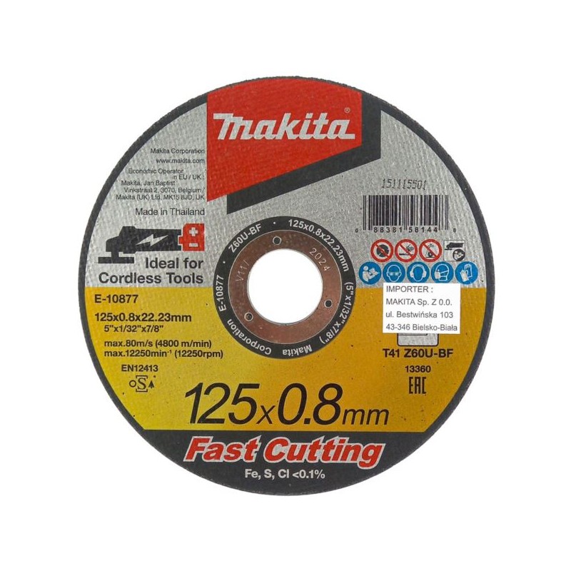 25x tarcz 125x0,8mm do metalu INOX Makita E-10877