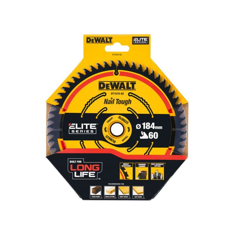 Tarcza pilarska DeWALT DT1670-QZ, 184mm 60 zębów