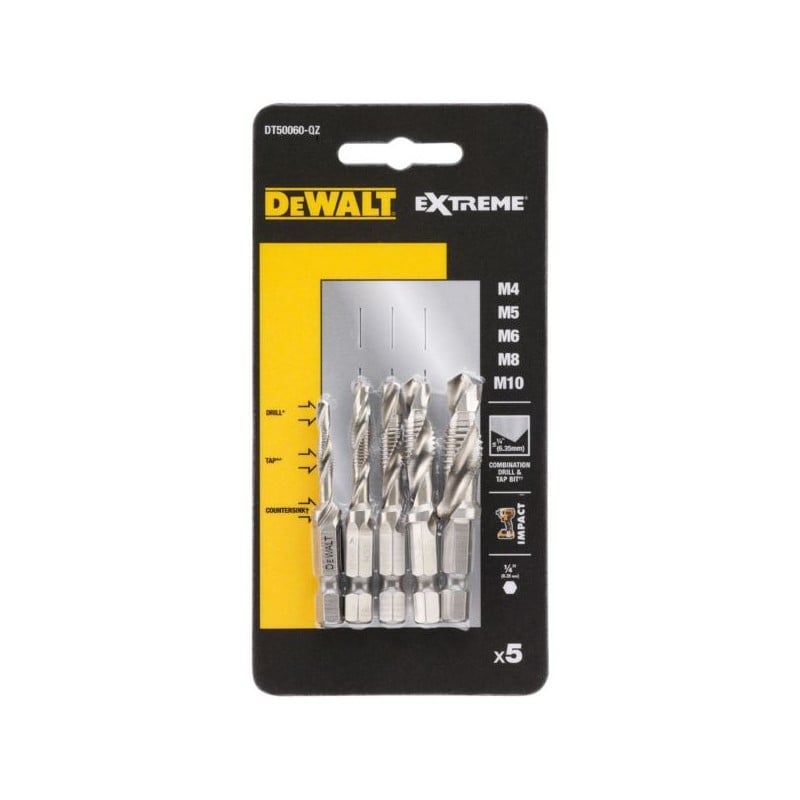 Zestaw 5 wierteł gwintujących M4-10 DeWALT DT50060