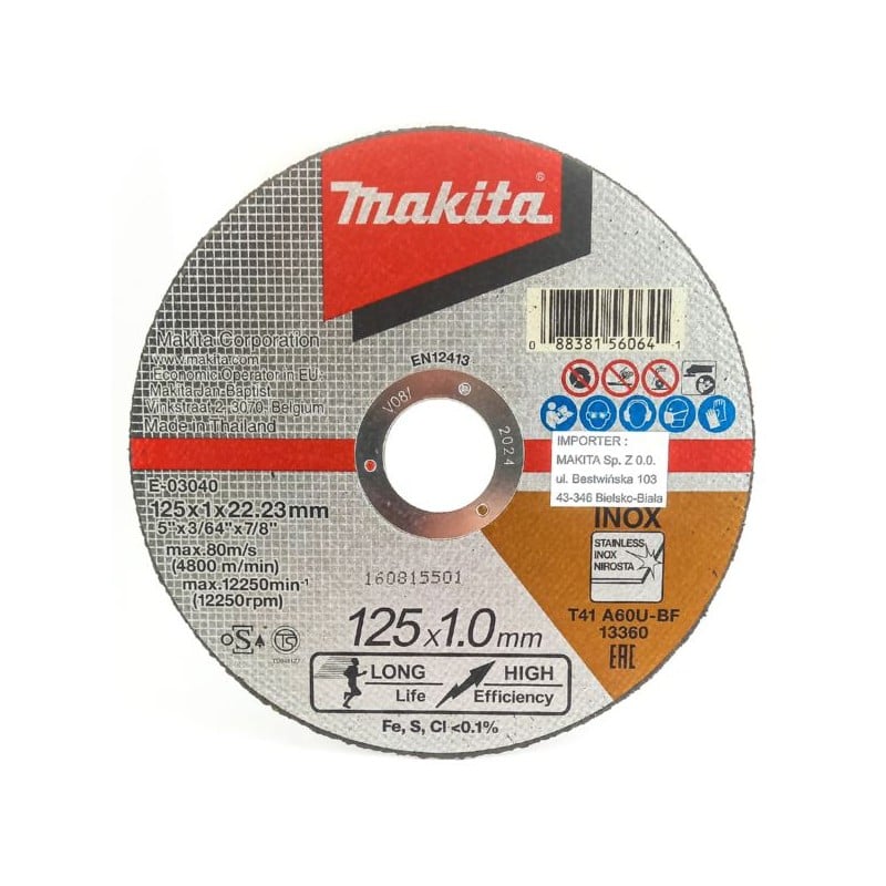 Tarcza do metalu MAKITA E-03040 125x1,0 INOX