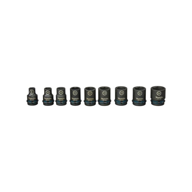 Zestaw nasadek udarowych Makita E-16564 sześciokątne 1/2’’ 8–24mm IMPACT BLACK 9 szt.