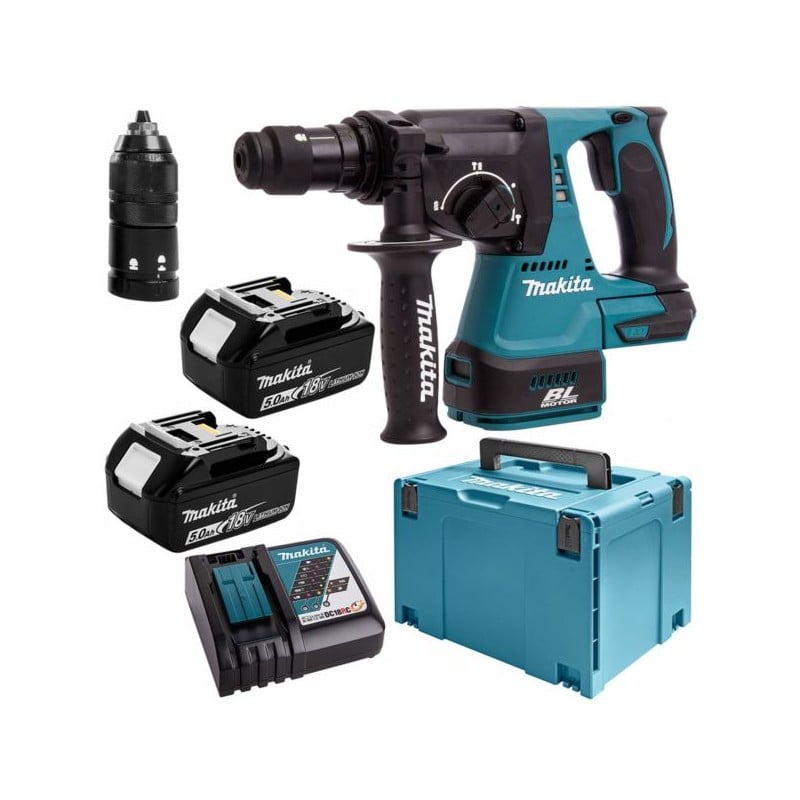 Akumulatorowa młotowiertarka Makita DHR243RTJ SDS+ 2,0J 18V 2x5Ah Li-Ion BL LXT XPT walizka