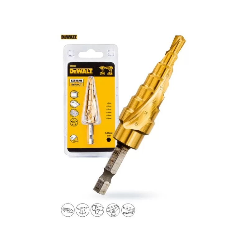 Wiertło stopniowe DeWALT DT5027 metal 6-18mm hex
