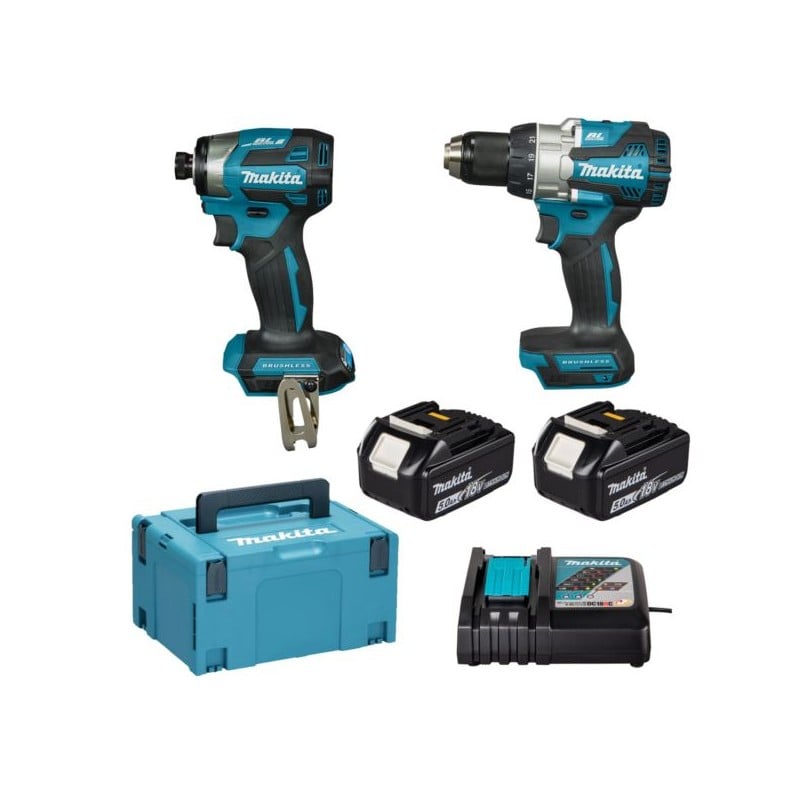 Zestaw COMBO Makita DLX2527TJ: zakrętarka DTD173 i wkrętarka DDF489 + 2x5Ah, ładowarka, walizka
