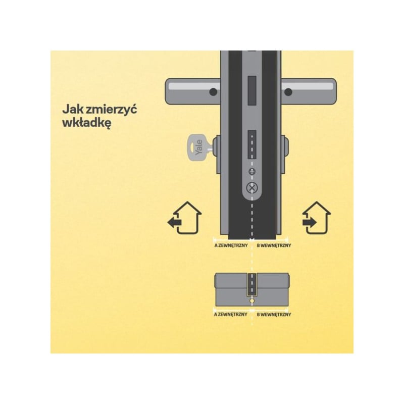 Wkładka z gałką do drzwi zamka 80G/40 czarna, Yale Assa Abloy