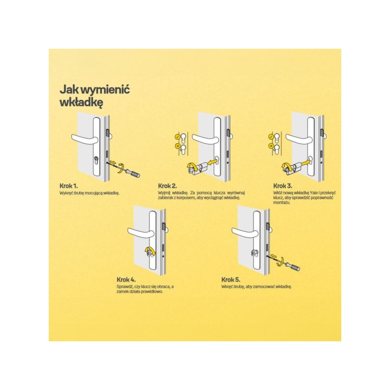 Wkładka z gałką do drzwi zamka 80G/40 czarna, Yale Assa Abloy