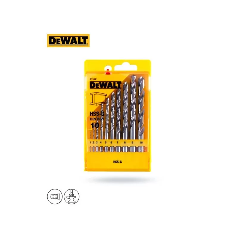 Zestaw 10 wierteł DEWALT DT5921 do metalu HSS-G
