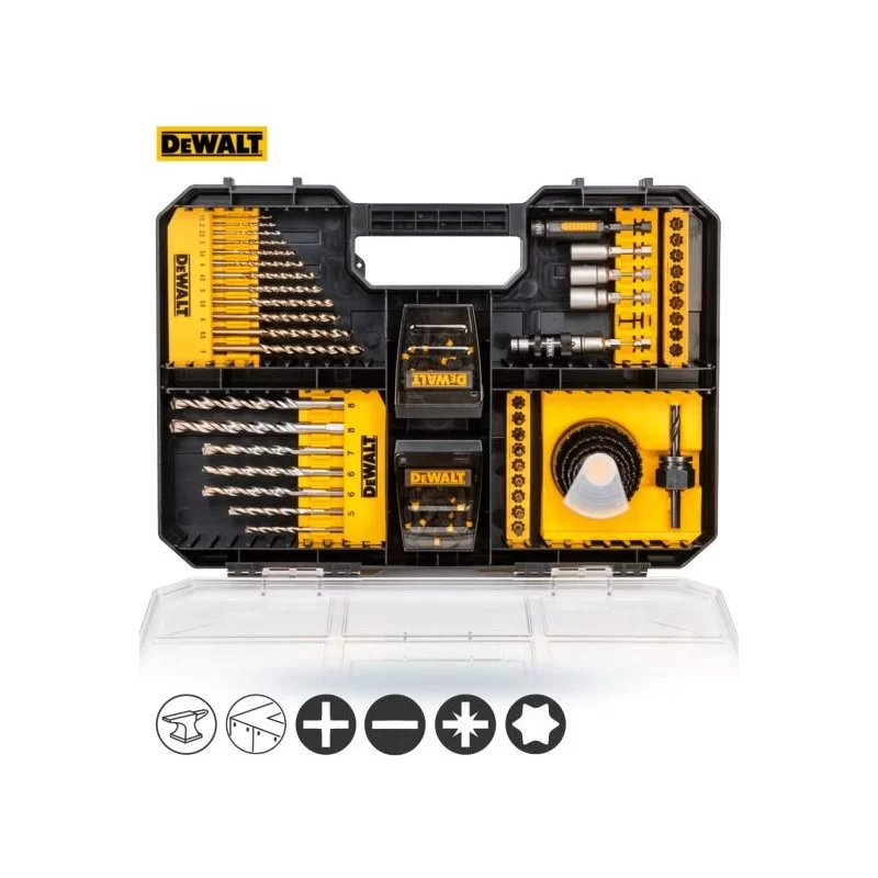 Zestaw 100 bitów wierteł nasadek DEWALT DT70620T